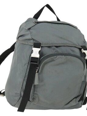 PRADA Backpack Nylon Gray Silver Auth BA10134